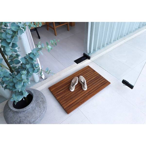 Nordic Style Oiled Teak Shower Mat 31.4" x 19.6" Wide End Slat - Bed ...
